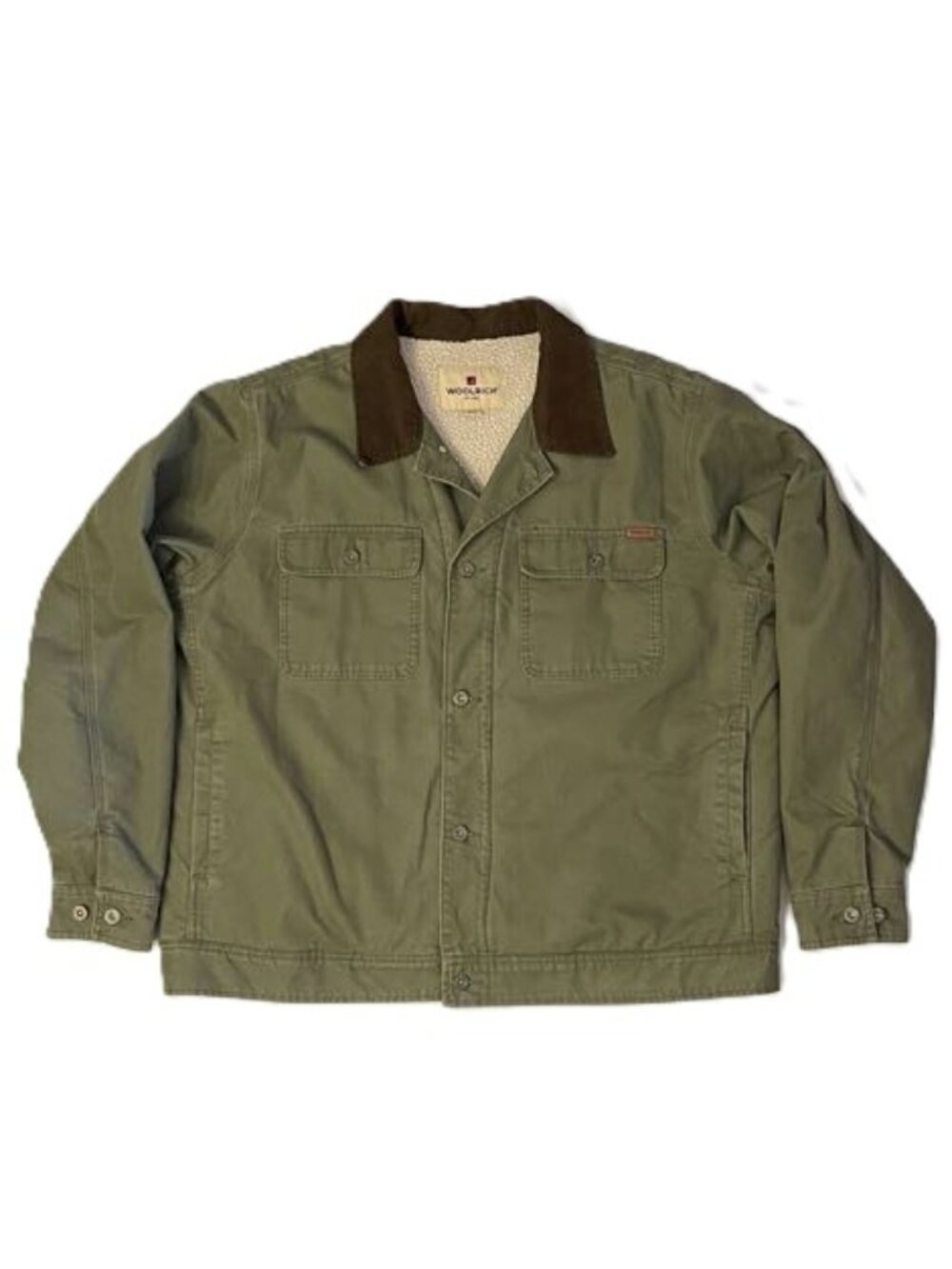 Woolrich Canvas Barn Coat Chore Jacket Men’s XXL Corduroy Collar Sherpa Lined